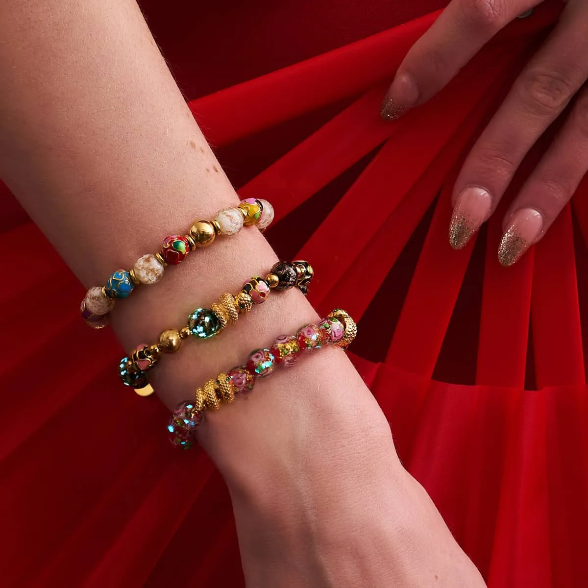 Golden Snake | Firework Glass Rose Bracelet