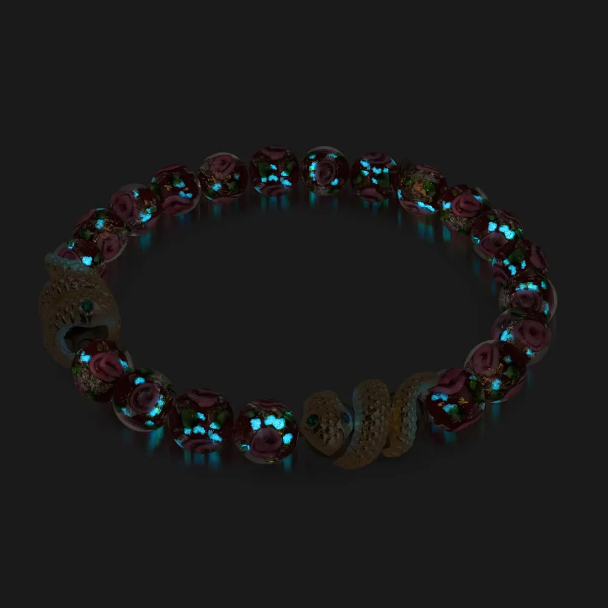 Golden Snake | Firework Glass Rose Bracelet