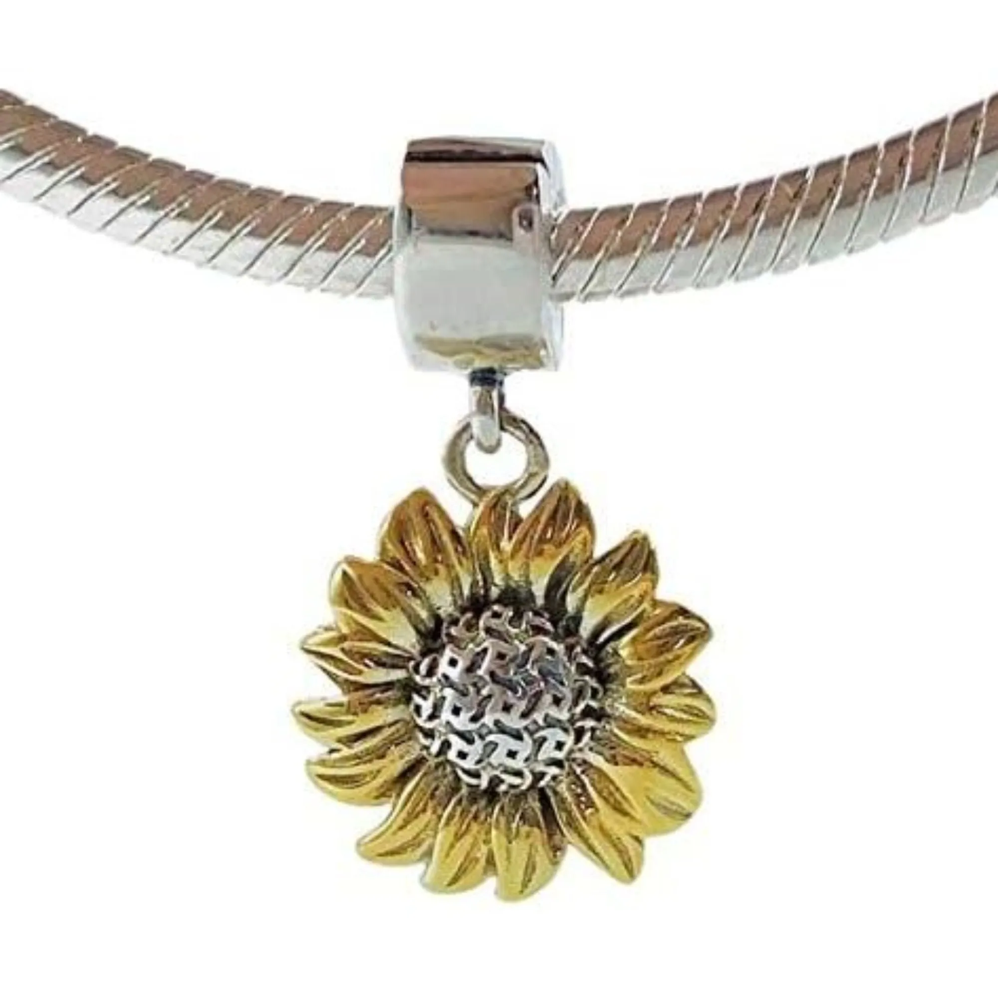 Golden Sunflower Dangle Pendant