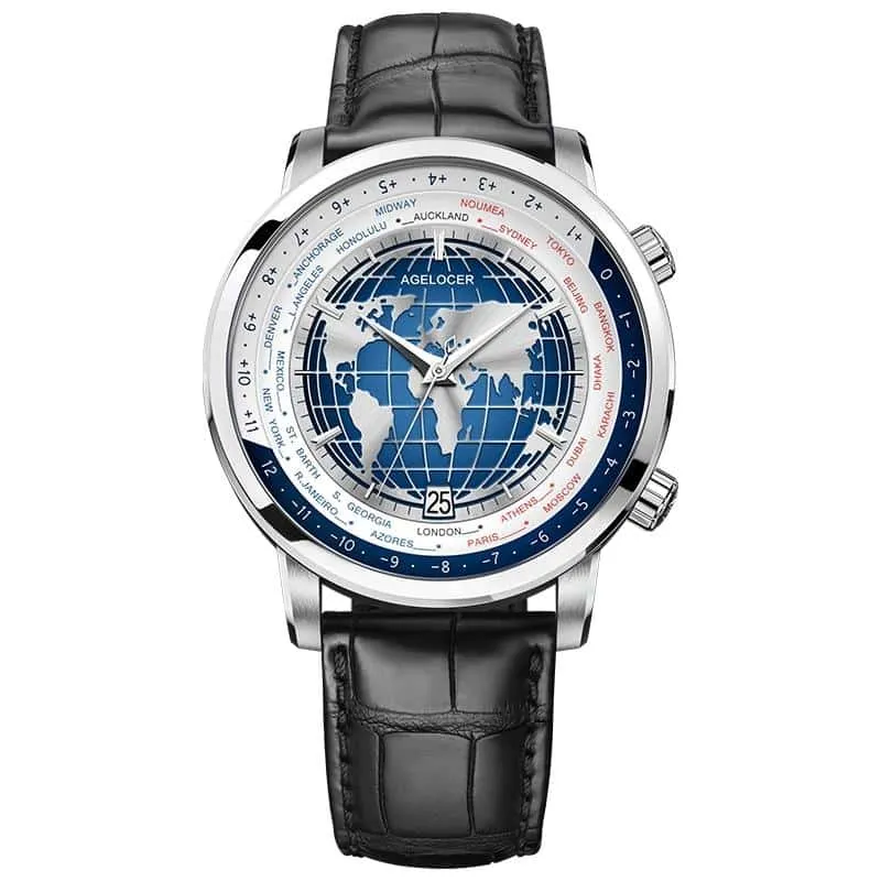 Golden World Map Luxury Aviator Men’s Watch