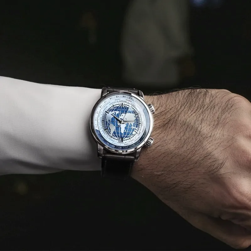 Golden World Map Luxury Aviator Men’s Watch