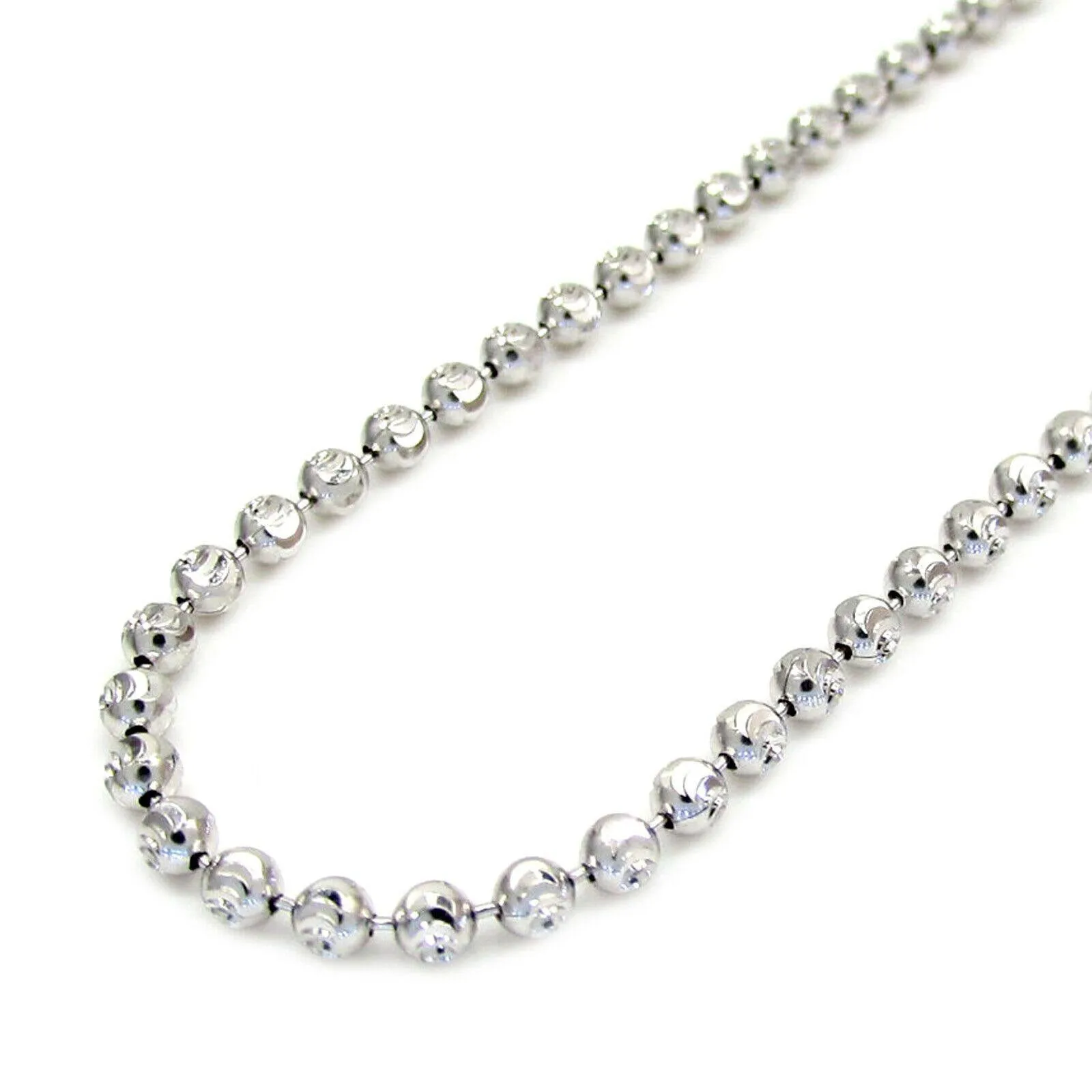 Gorgeous 4mm 26" Diamond Cut Moon Chain for Men in 14K White Gold