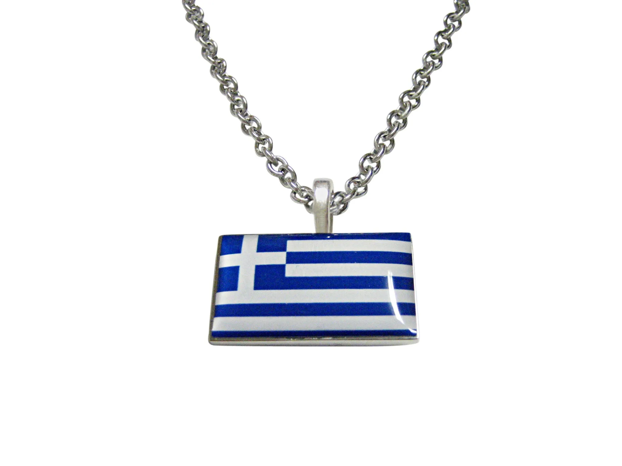 Greek Greece Flag Pendant Necklace
