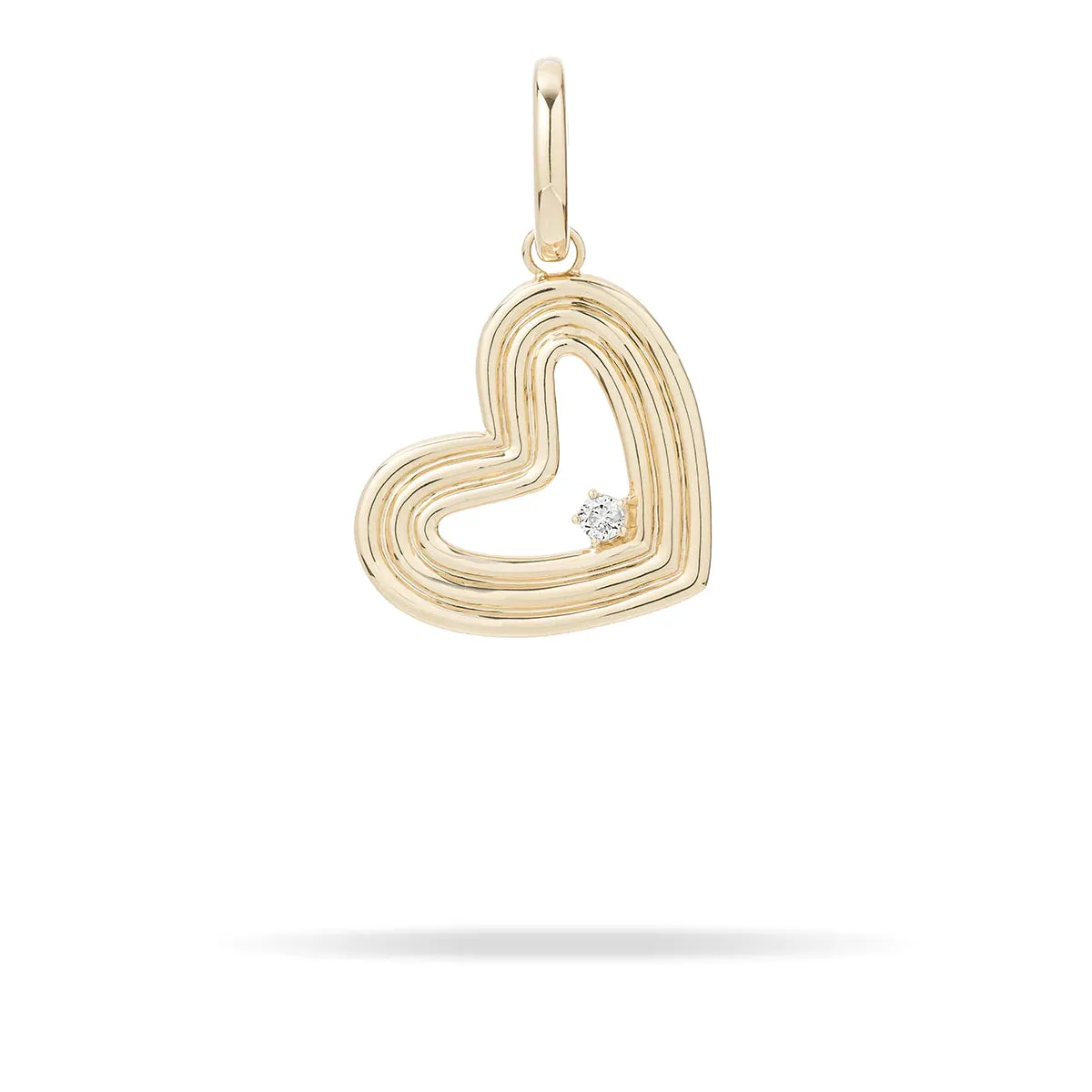 Groovy Large Diamond Heart Charm - 14K Yellow Gold