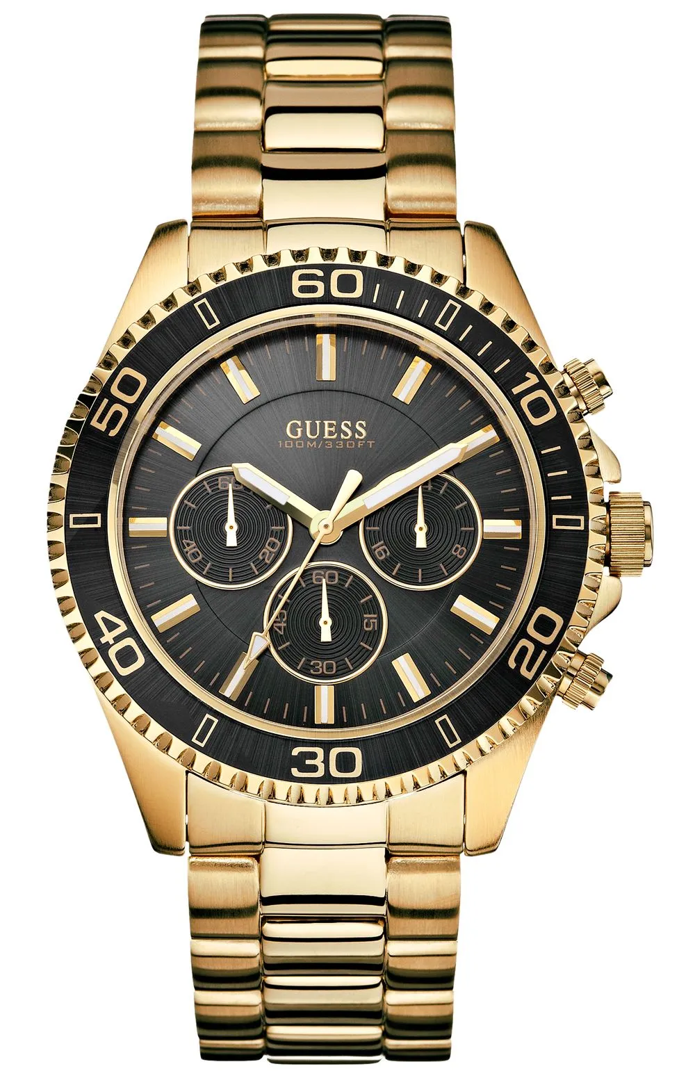 Guess Chaser Black Dial Gold Men's Men's Watch W0170G2
