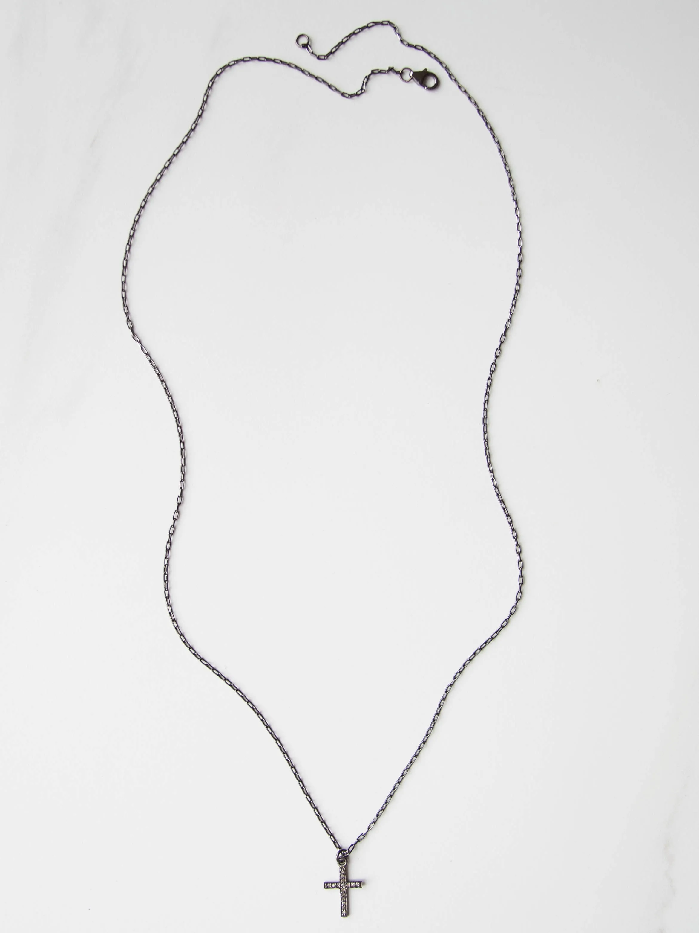 Gunmetal Cross Necklace