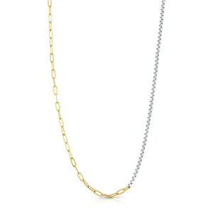 HALF & HALF ENAMEL PAPERCLIP NECKLACE, WHITE
