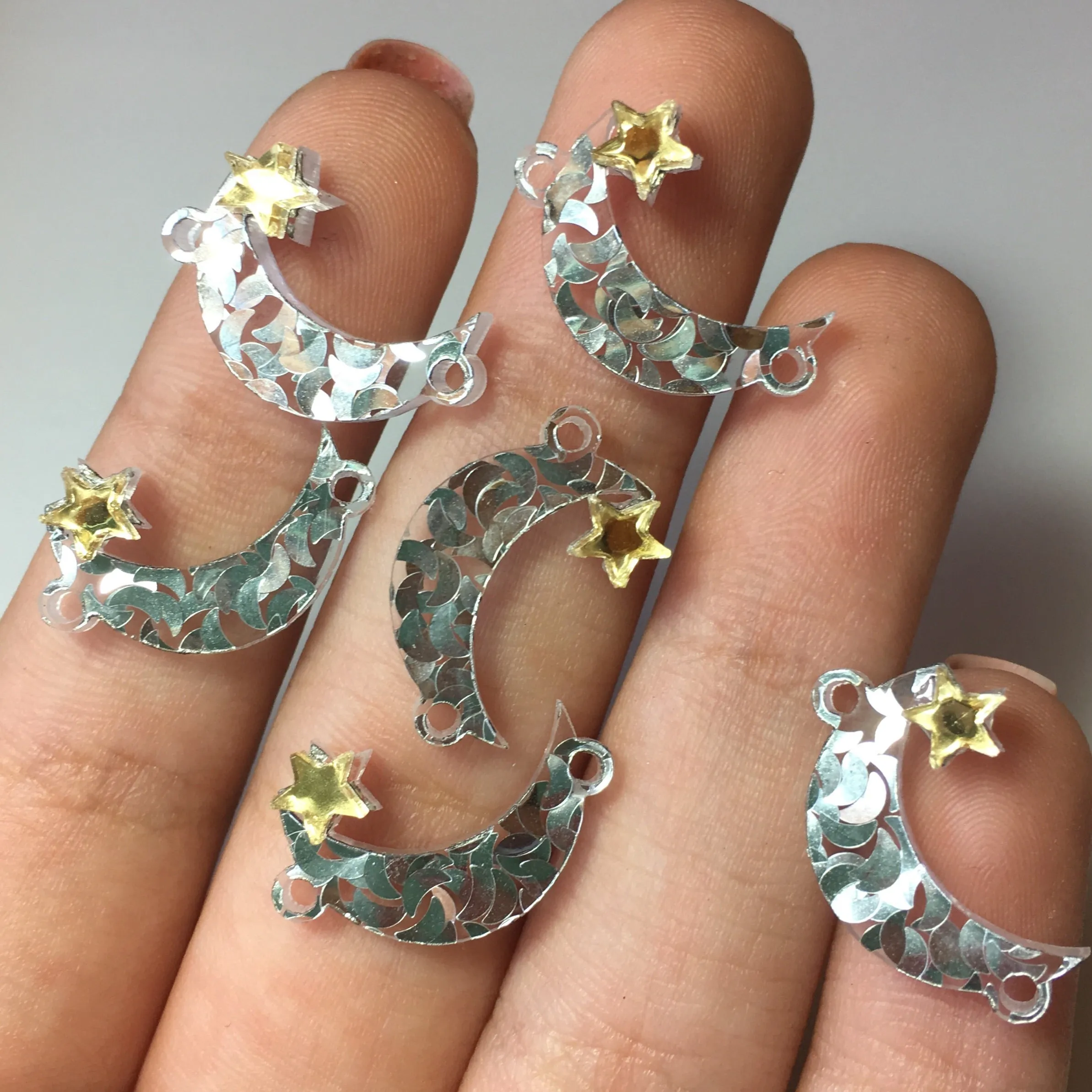 Half moon and star connectors / 10 Links, 20mm