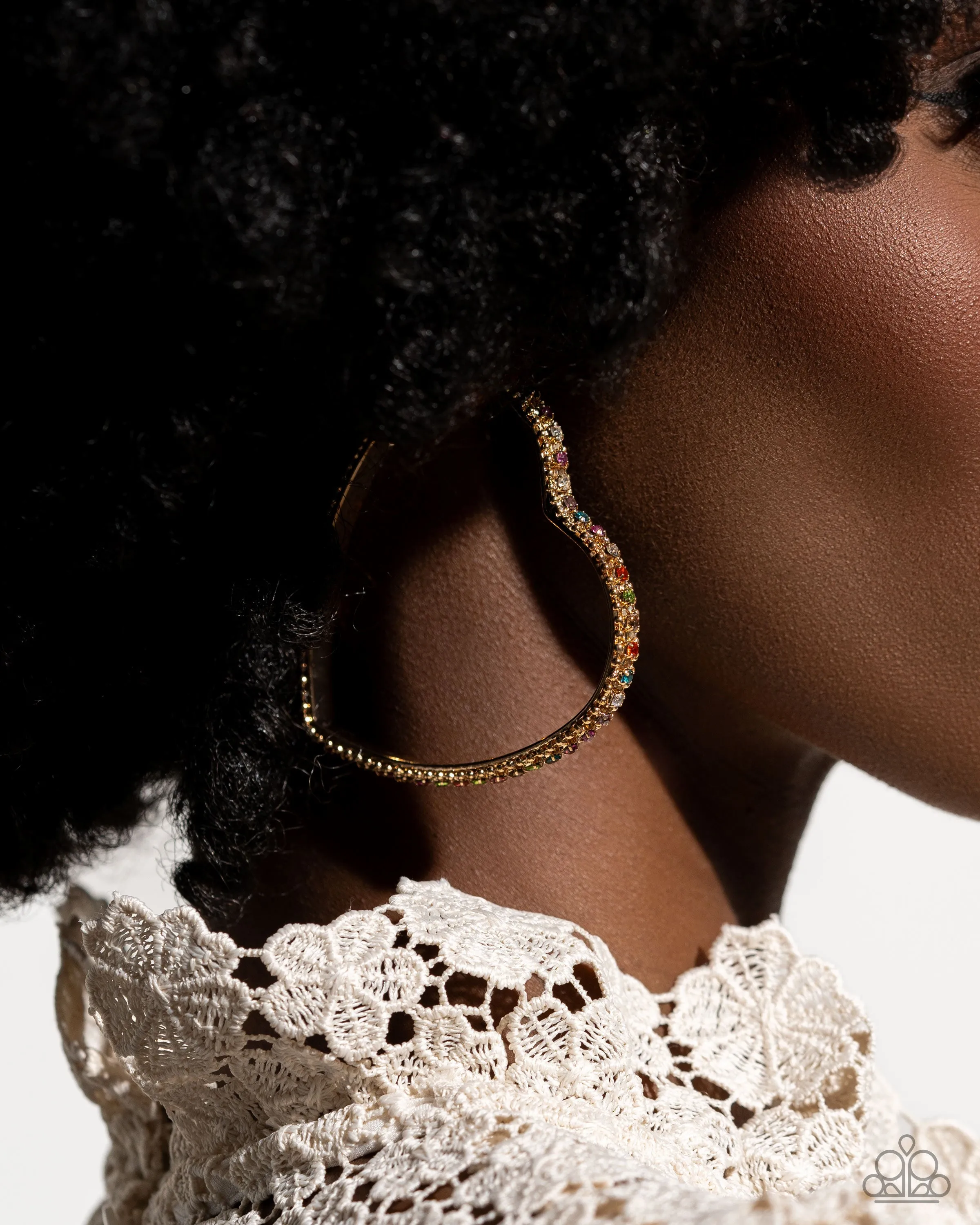 Halftime Hearts Multi Gold Hoop Earrings Paparazzi