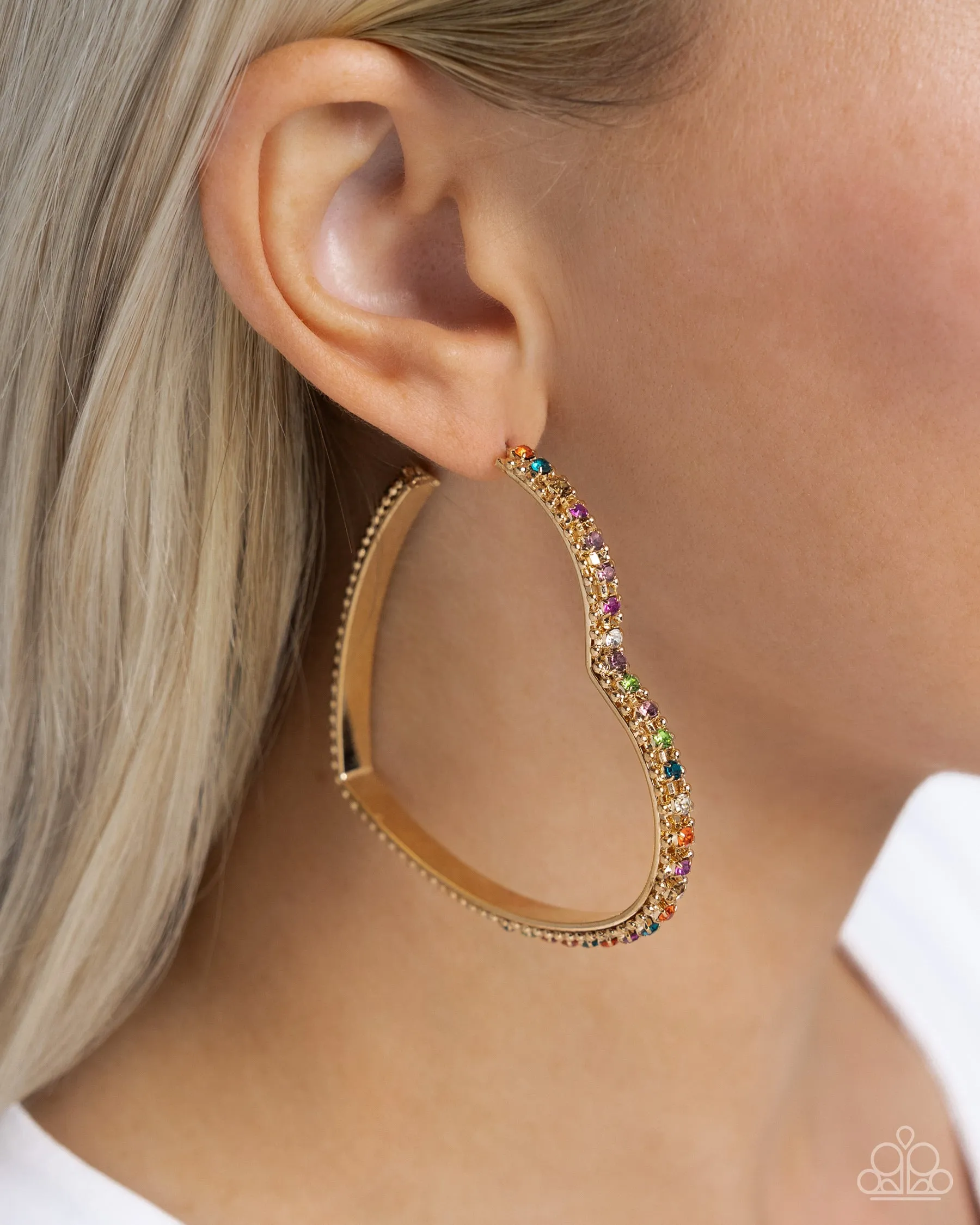 Halftime Hearts Multi Gold Hoop Earrings Paparazzi