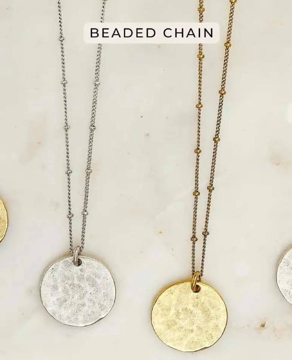 Hammered Coin Necklace Silver