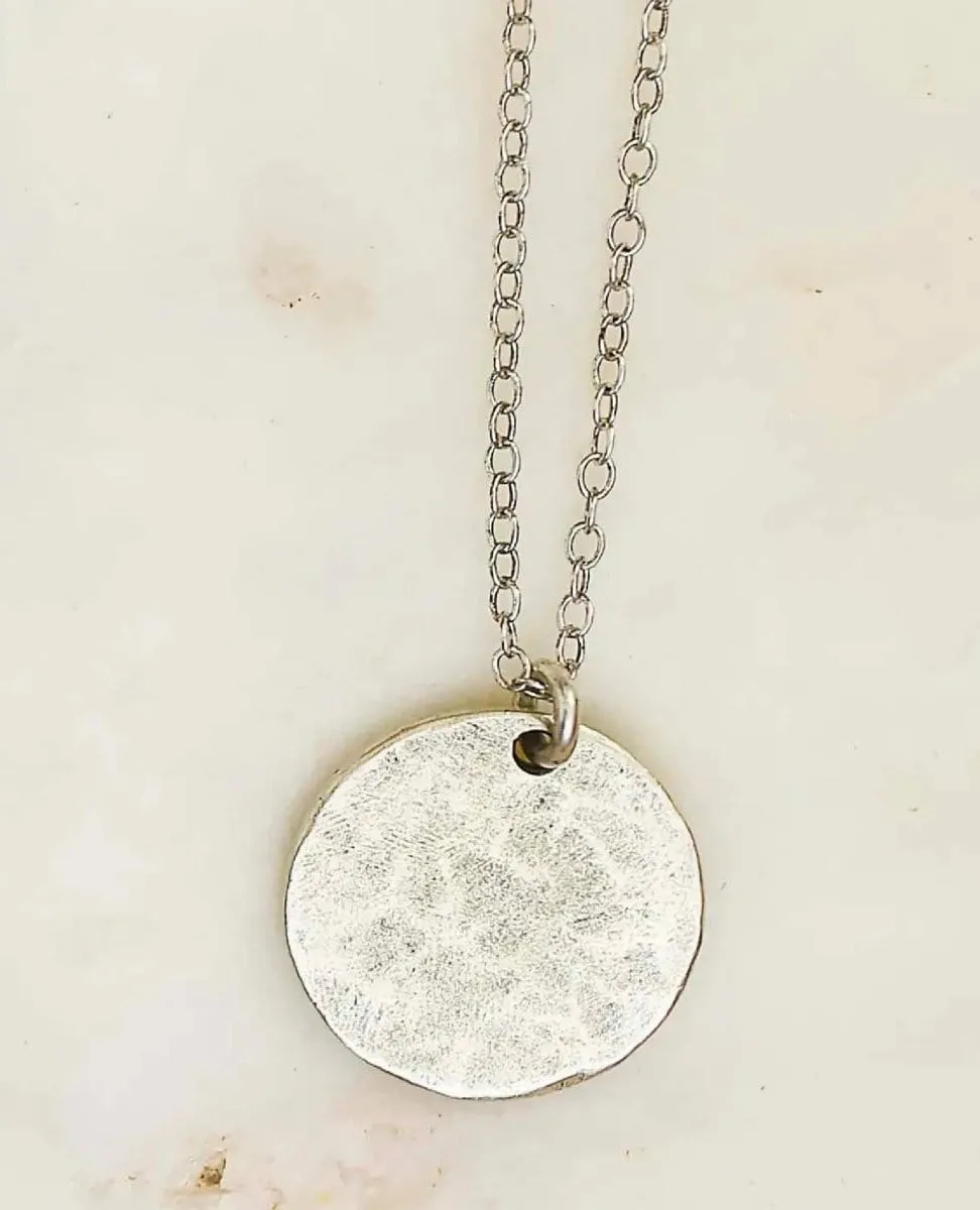 Hammered Coin Necklace Silver