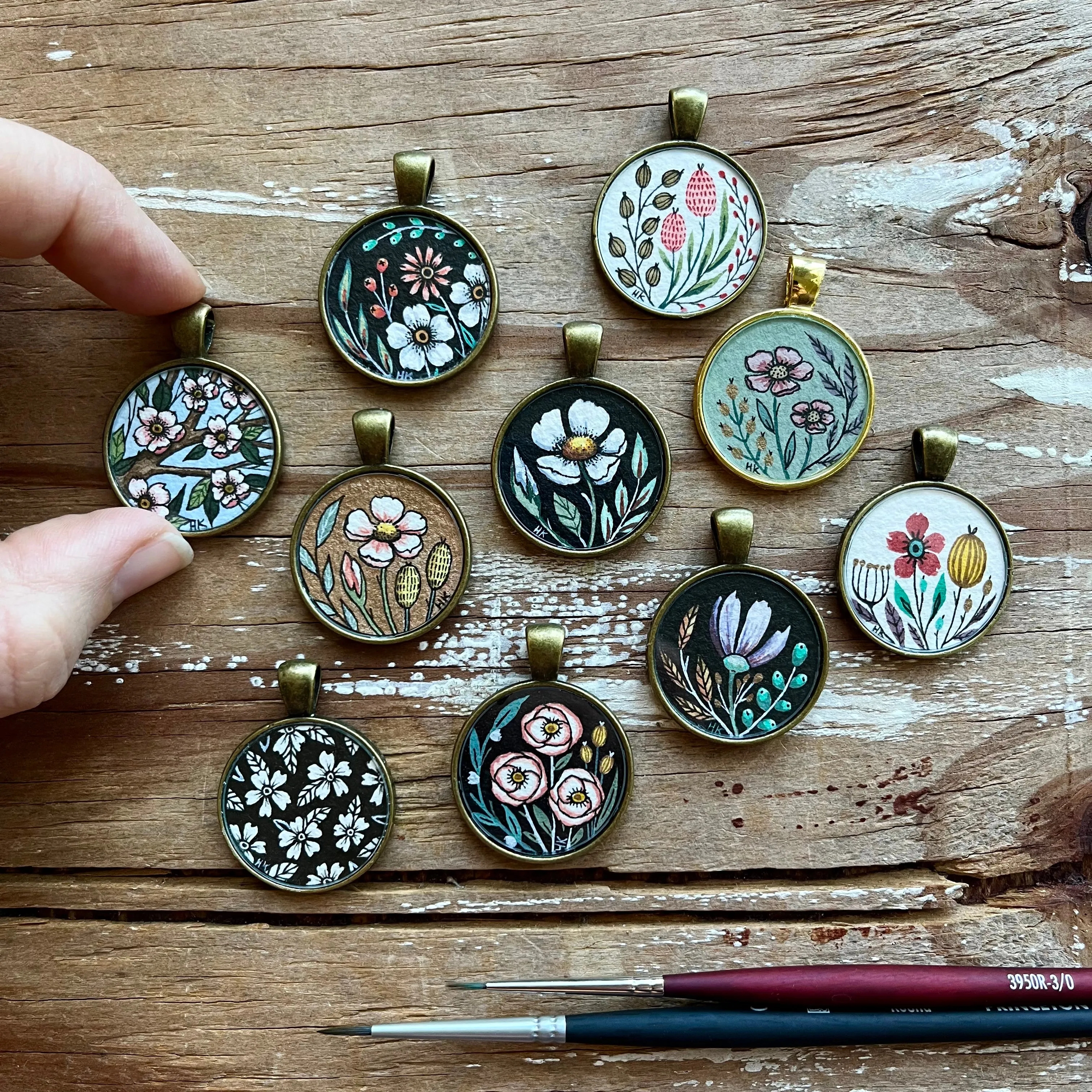 Hand Painted Necklace, Tree Blossoms - Watercolor Hand Painted Pendant - Gifts for Her, Gifts for Mom