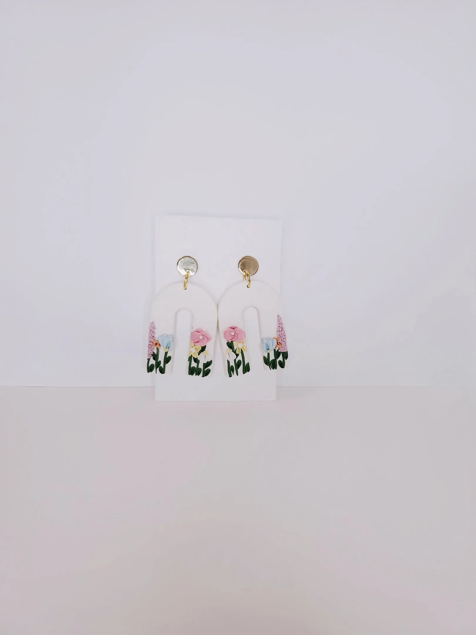 Handmade Pastel Flower Arch Clay Earrings