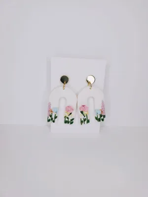Handmade Pastel Flower Arch Clay Earrings