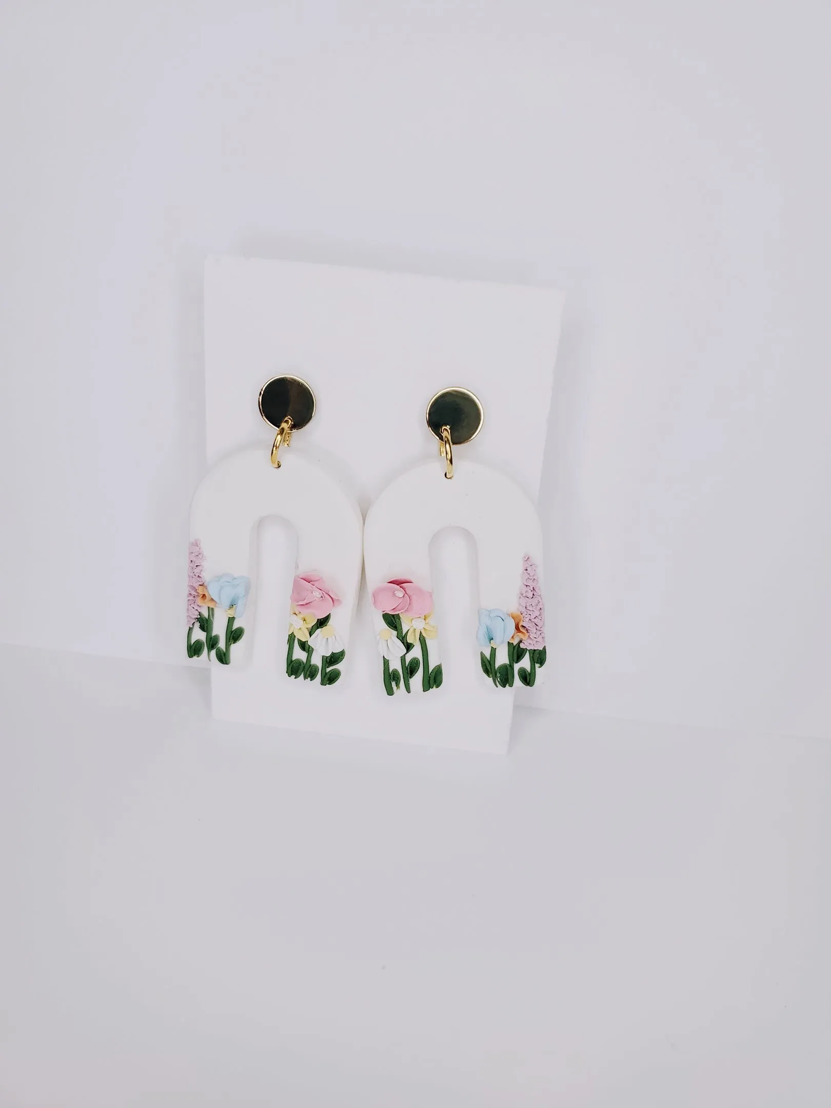 Handmade Pastel Flower Arch Clay Earrings
