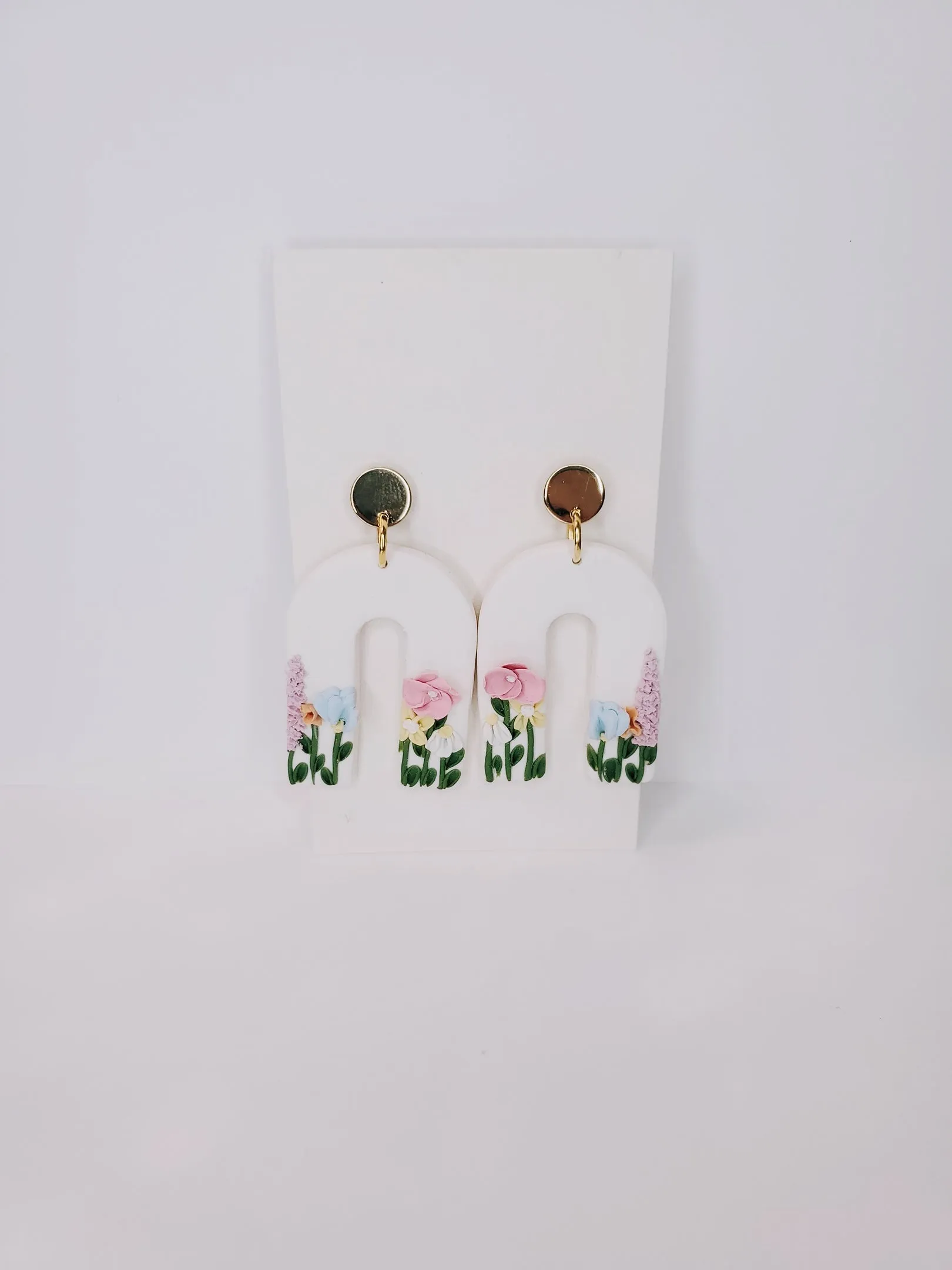 Handmade Pastel Flower Arch Clay Earrings