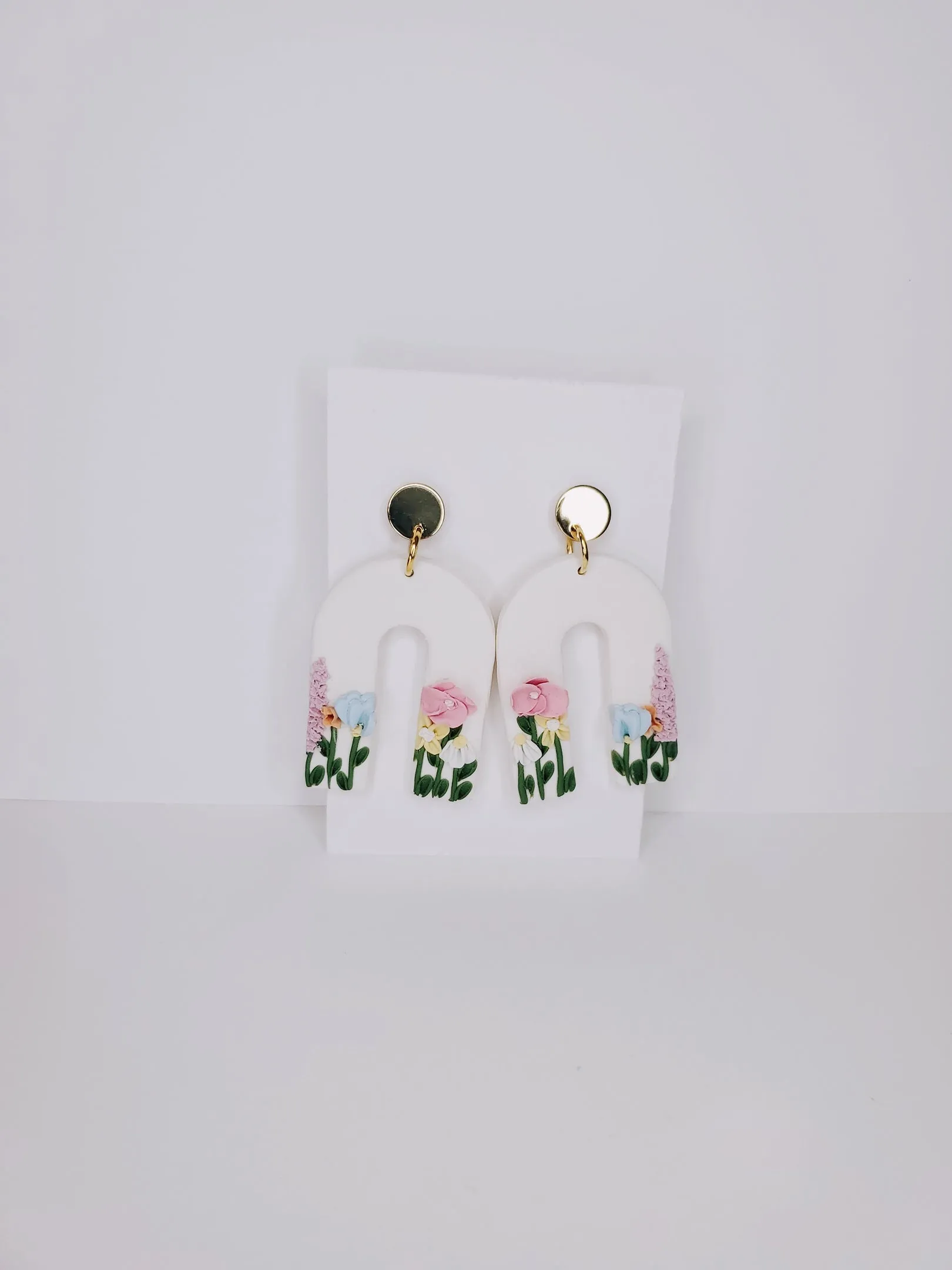 Handmade Pastel Flower Arch Clay Earrings