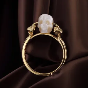 Hear No Evil Pearl Skull Ring