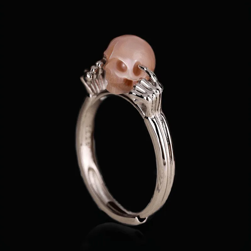 Hear No Evil Pearl Skull Ring