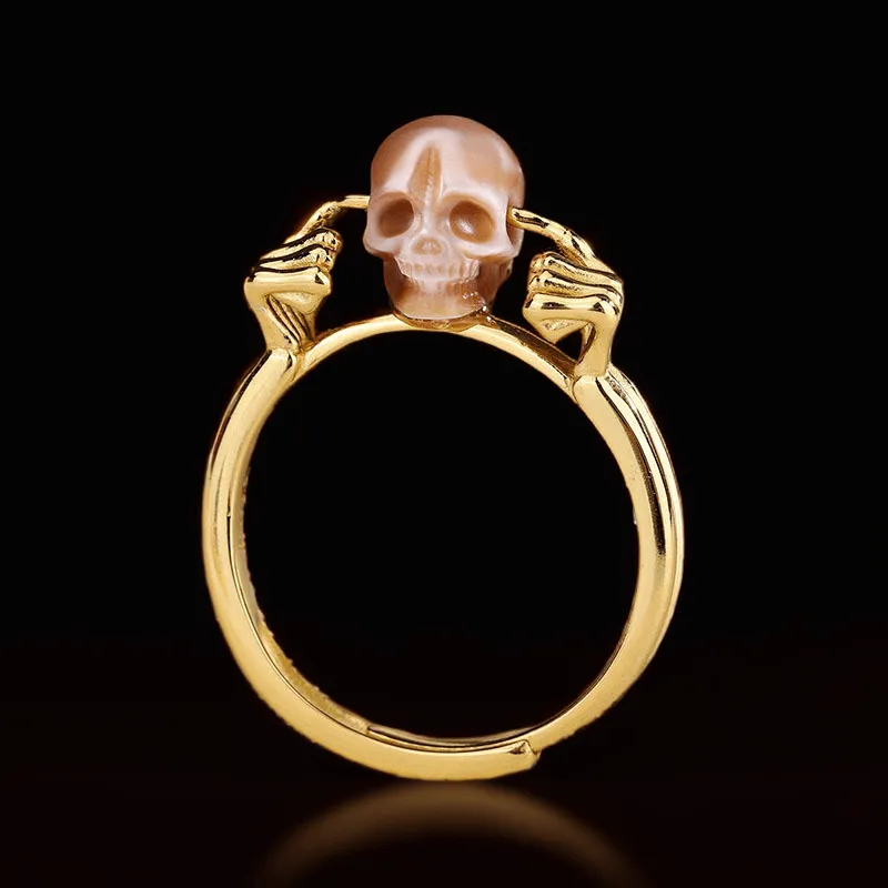Hear No Evil Pearl Skull Ring