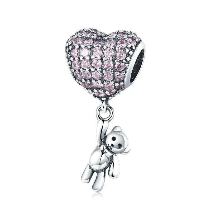 Heart Hanging Bear Charm