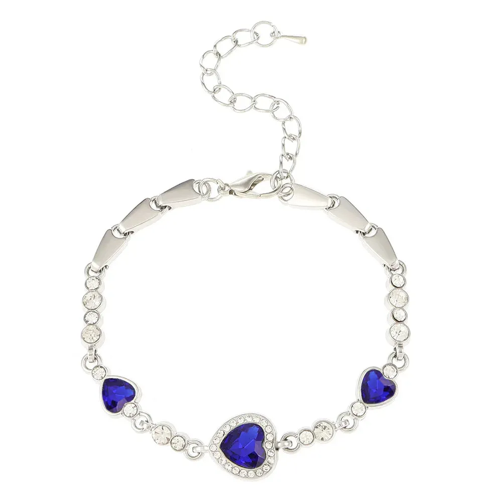 Heart Of Ocean Pendant Bracelets New Shiny Blue Crystal Love Bracelet For Women Valentine's Day Jewelry