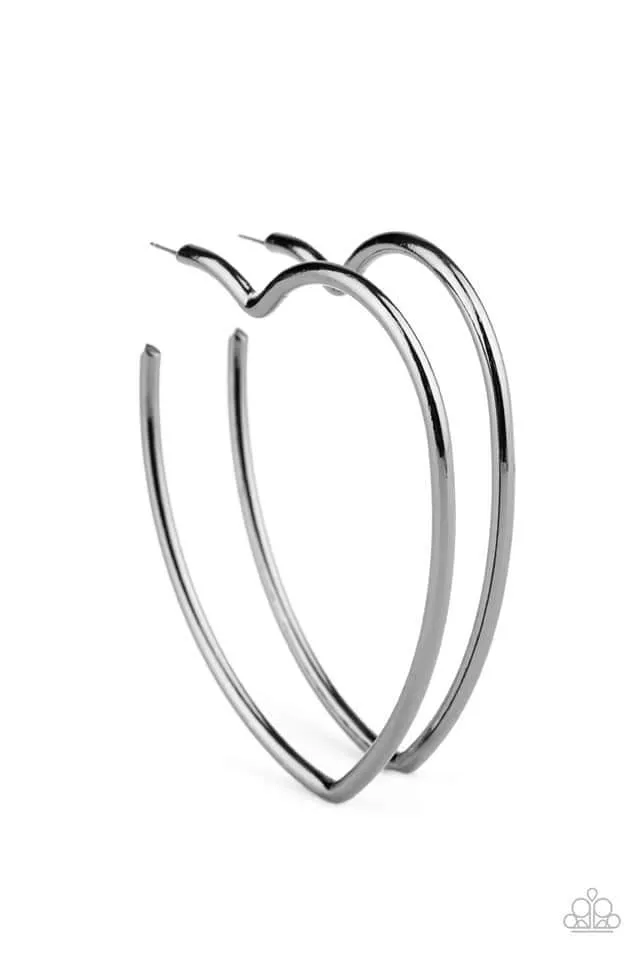 Heartbreaker Hustle - Black Paparazzi Earrings