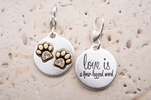Heartfelt Emotions Silver 2-Tone Medallion - Paws w/ Crystal