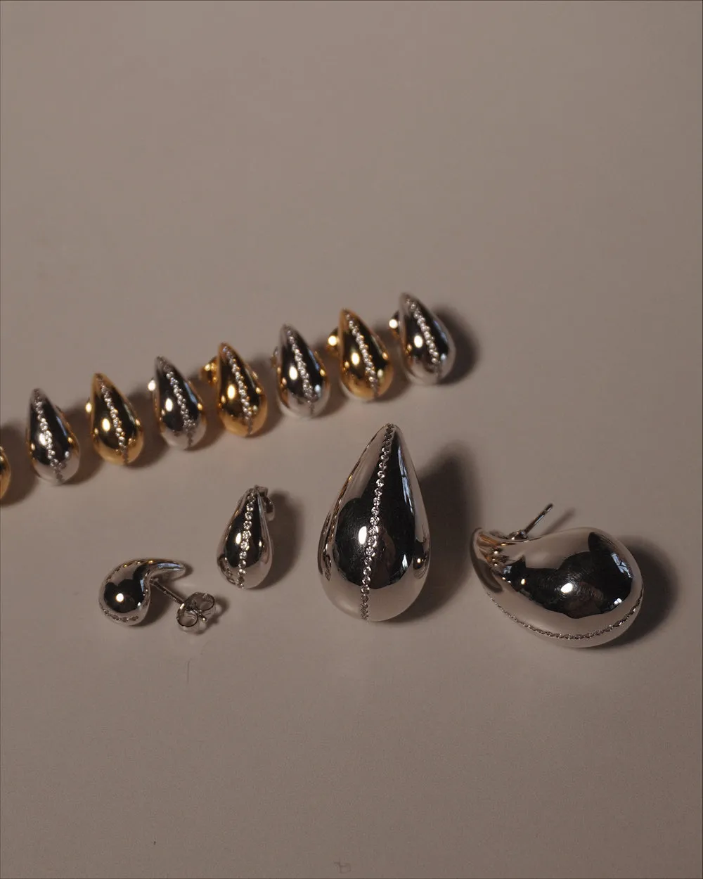 Hera Large Drop Earrings Silver