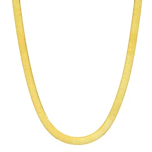 HERRINGBONE CHAIN NECKLACE, GOLD BR