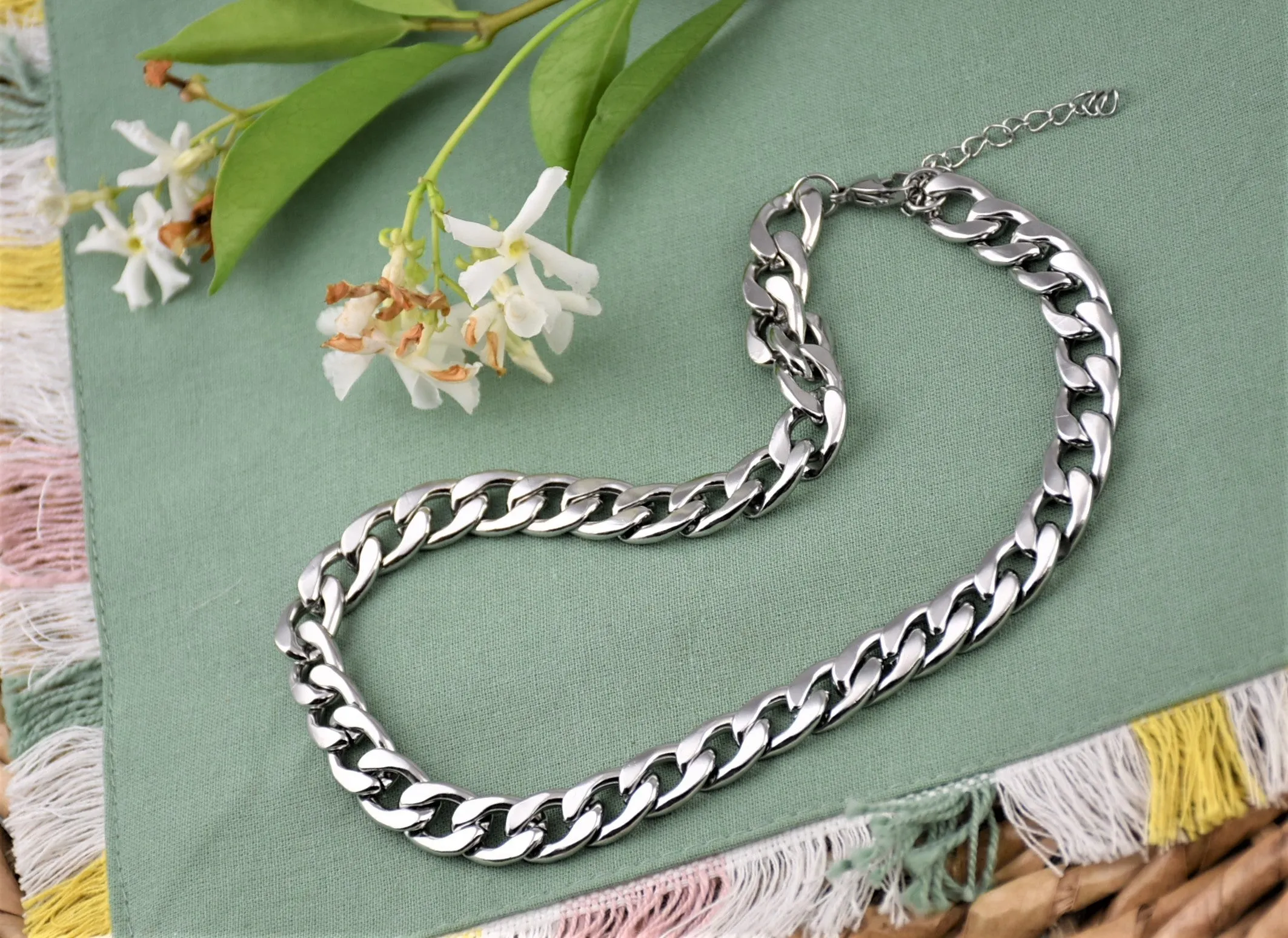 Hip Hop Punk Necklace Super Wide Thick Chain Clavicle Chain Stainless Steel Necklace