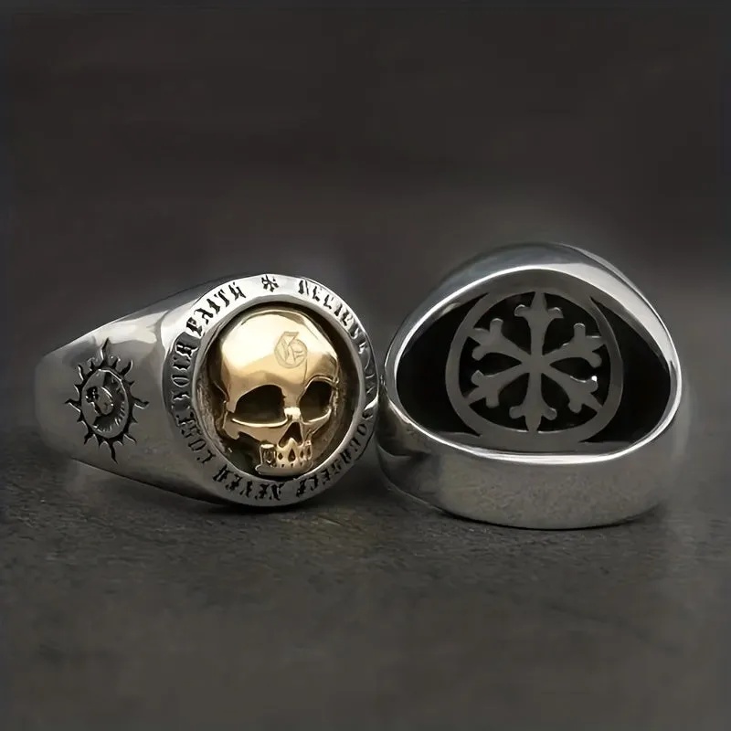 Hip Hop Skull Ring Men's Golden Punk Jewelry Gift