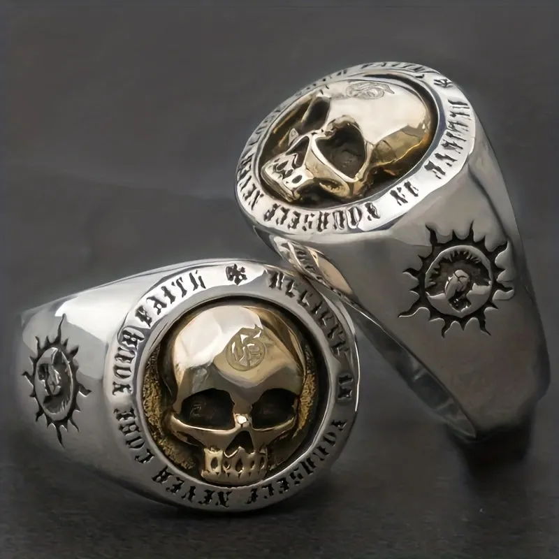 Hip Hop Skull Ring Men's Golden Punk Jewelry Gift