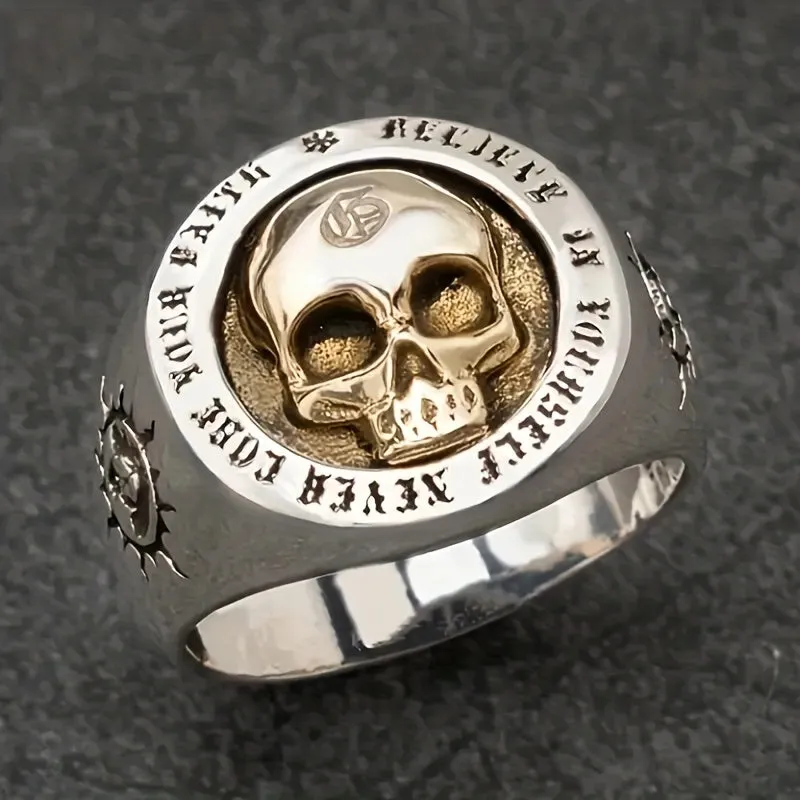 Hip Hop Skull Ring Men's Golden Punk Jewelry Gift