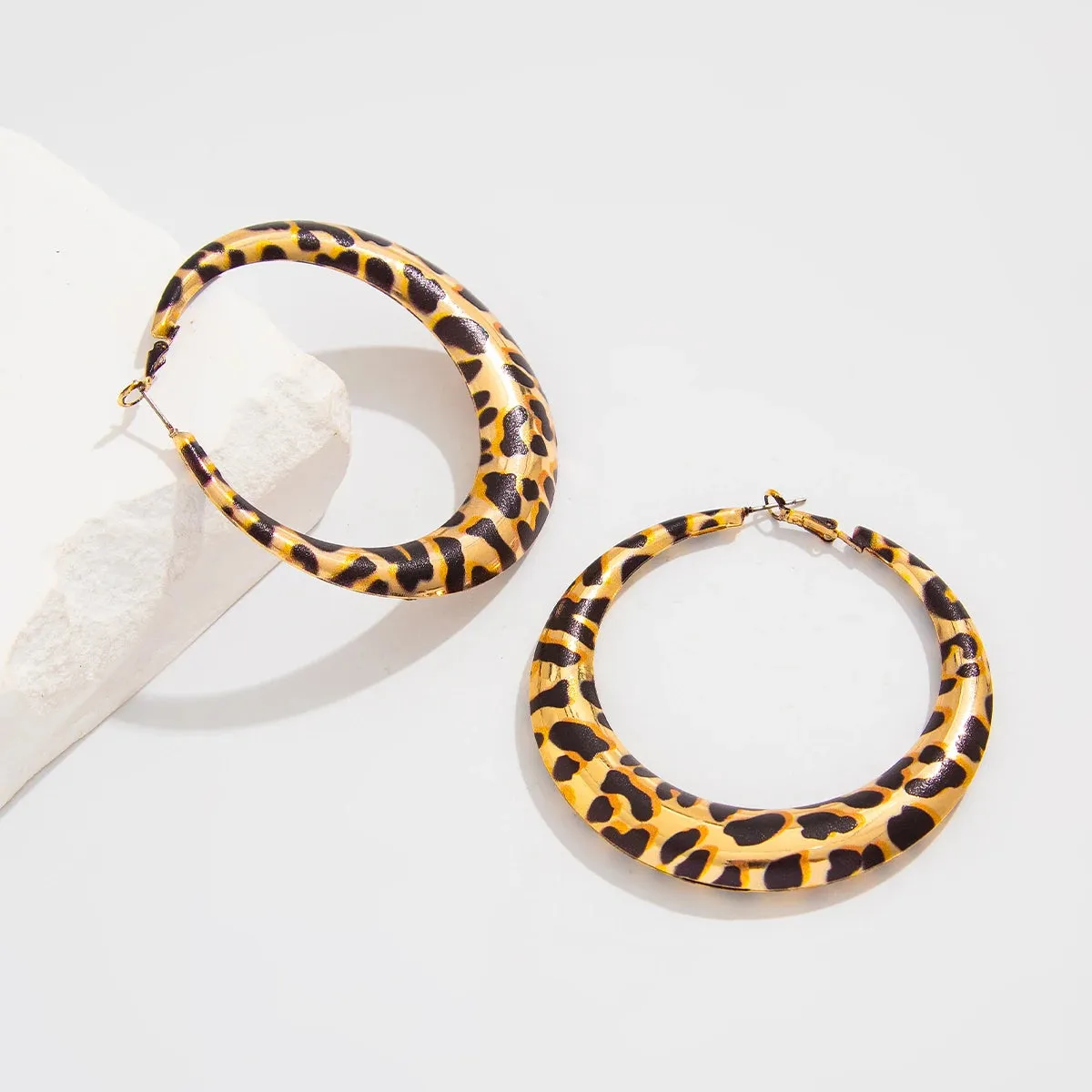 Hollowed Leopard Big Hoop Earrings