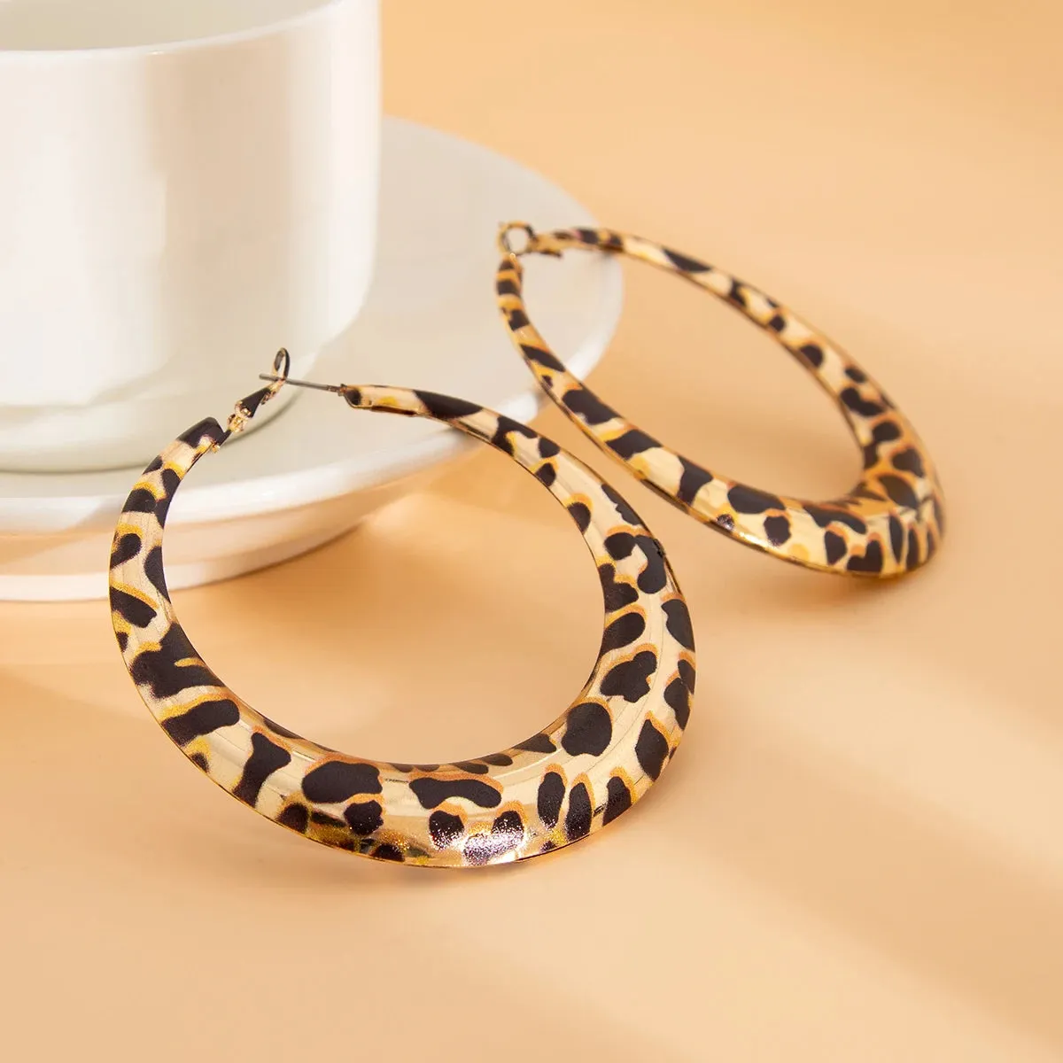Hollowed Leopard Big Hoop Earrings