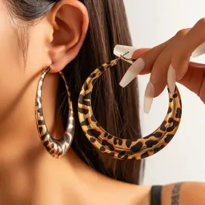 Hollowed Leopard Big Hoop Earrings