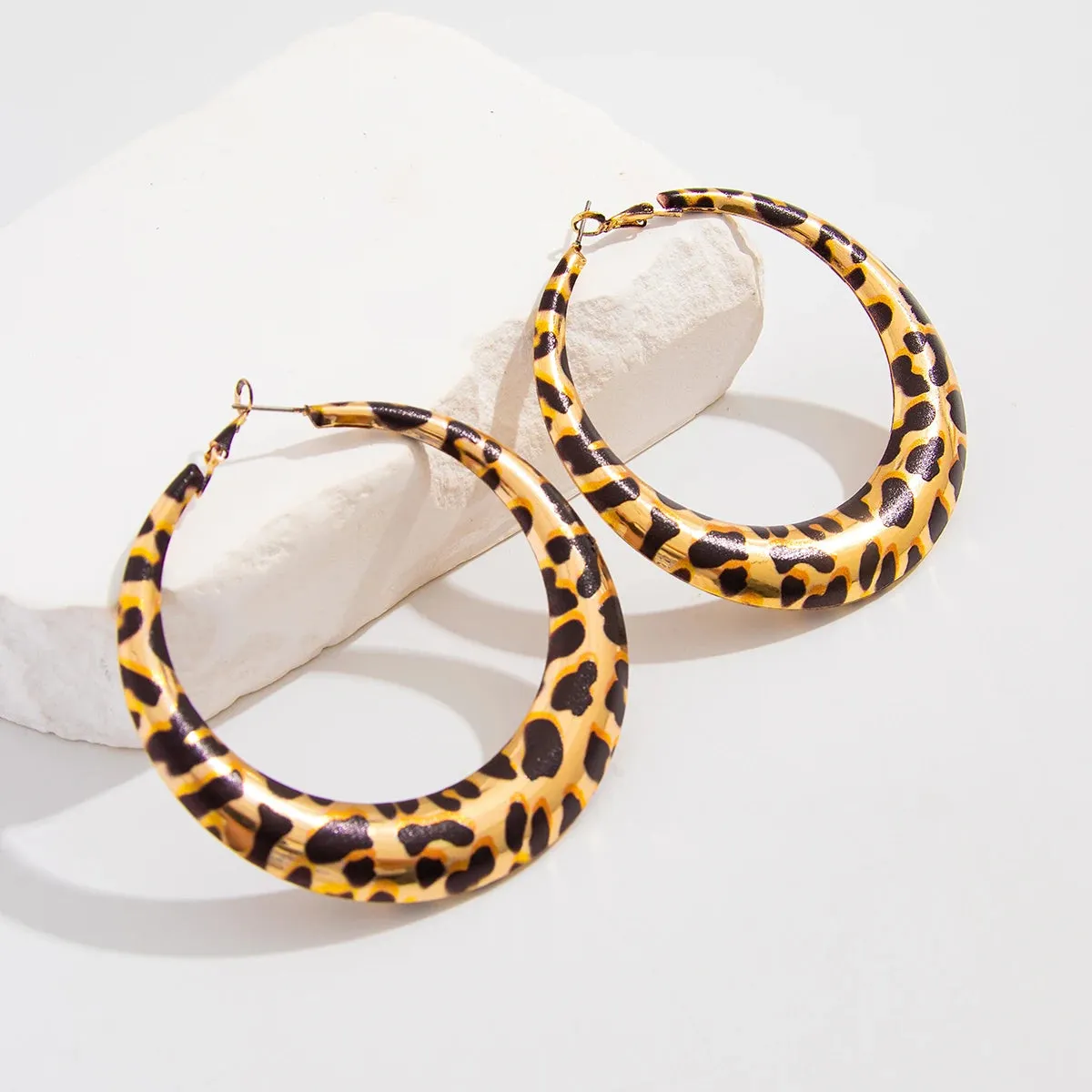 Hollowed Leopard Big Hoop Earrings