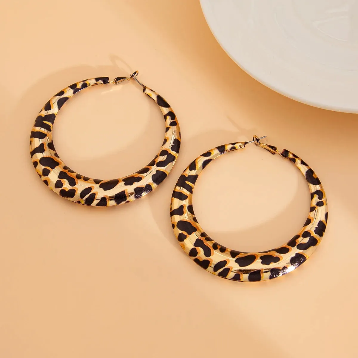 Hollowed Leopard Big Hoop Earrings