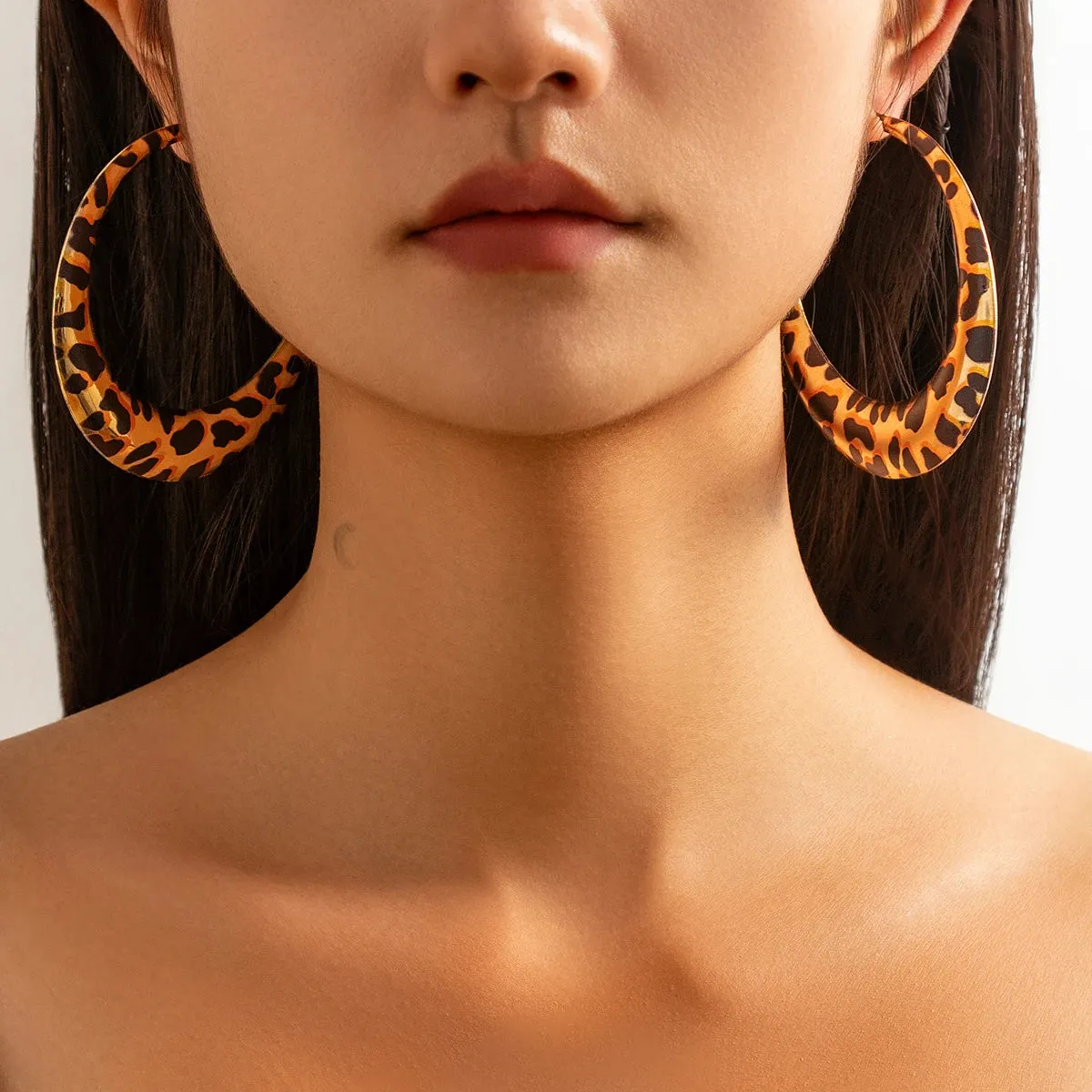 Hollowed Leopard Big Hoop Earrings
