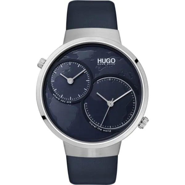 Hugo Boss 1530053 Travel Quartz Blue Leather Watch Men