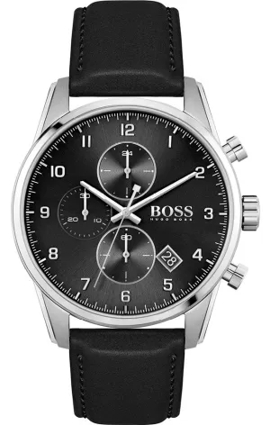 Hugo Boss Skymaster Black Leather Strap Men's Watch 1513782