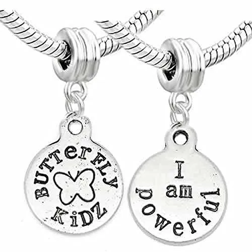 I Am Powerful Charm Dangle European Bead Compatible for Most European Snake Chain Bracelet