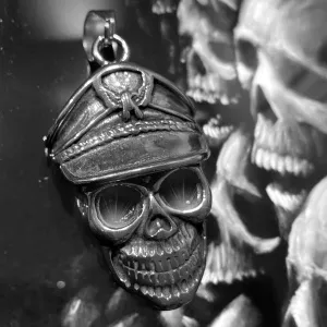 'I'd Rather Die a Soldier Than a Coward' Black Eyes Skull Pendant (#c105)