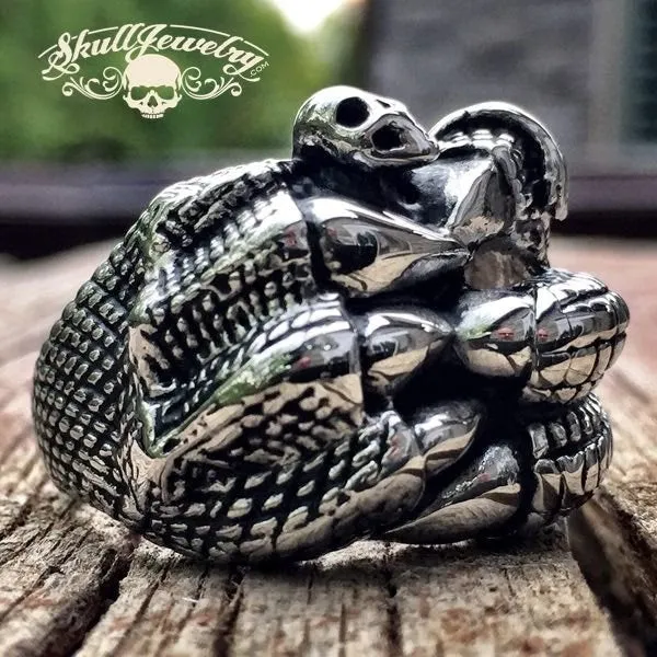 I'M FREE- Dragon Claw Holding a Skull Stainless Steel Ring (#255)