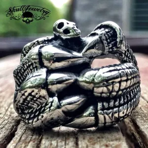 I'M FREE- Dragon Claw Holding a Skull Stainless Steel Ring (#255)