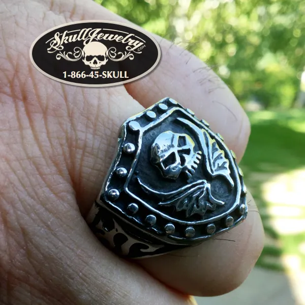 I'm Your Shield - Skull and Wings Stainless Steel Ring (#549)