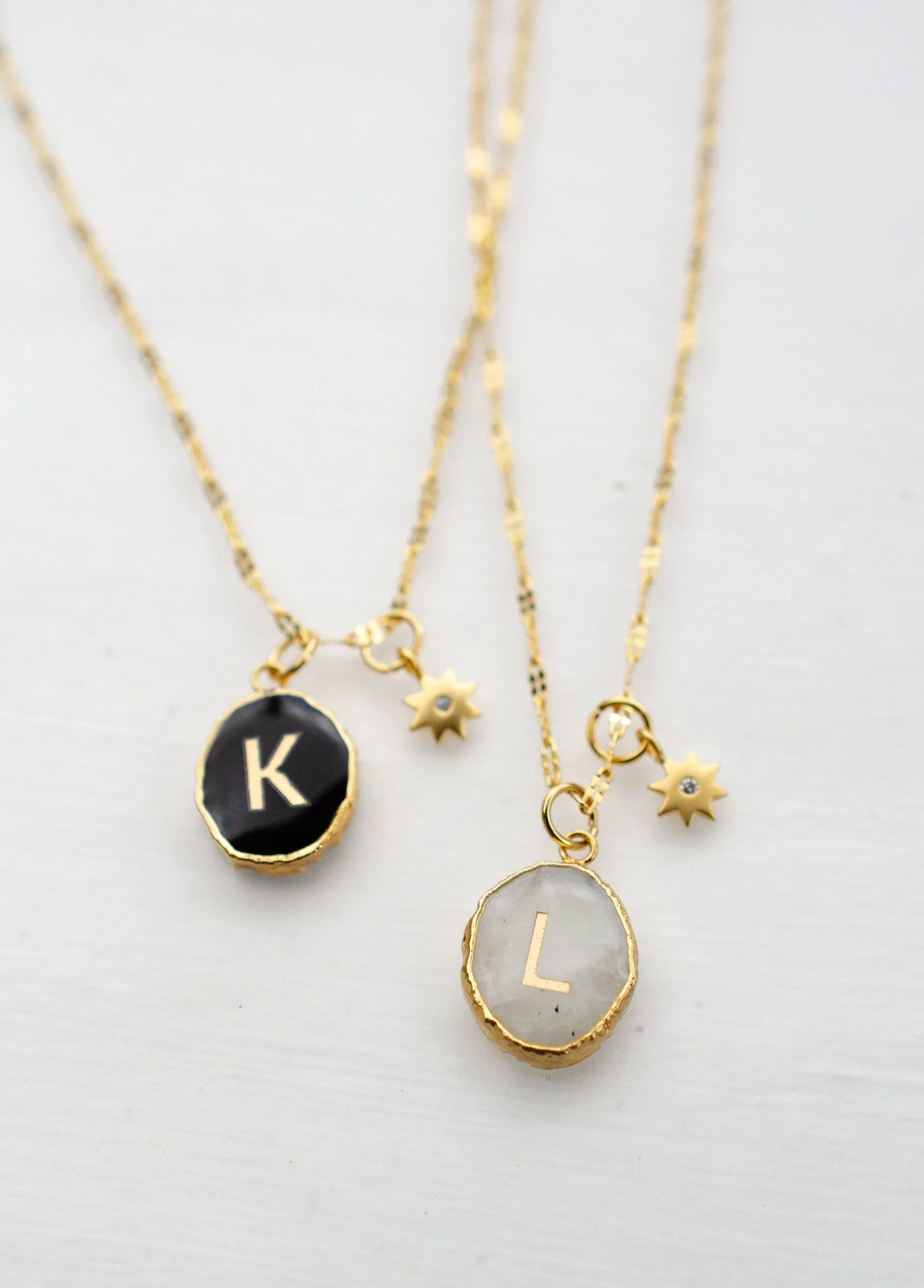 Initial Gemstone Charm Necklace, Celestial necklace, Anniversary necklace, mom necklace, bridesmaid gift, birthstone necklace, gift for her