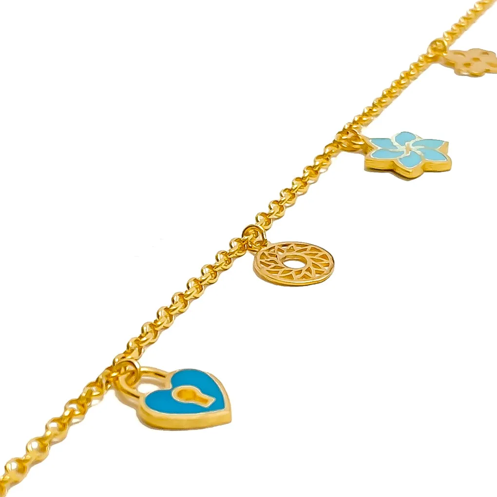 Intricate Trendy Fancy 21k Charm Bracelet